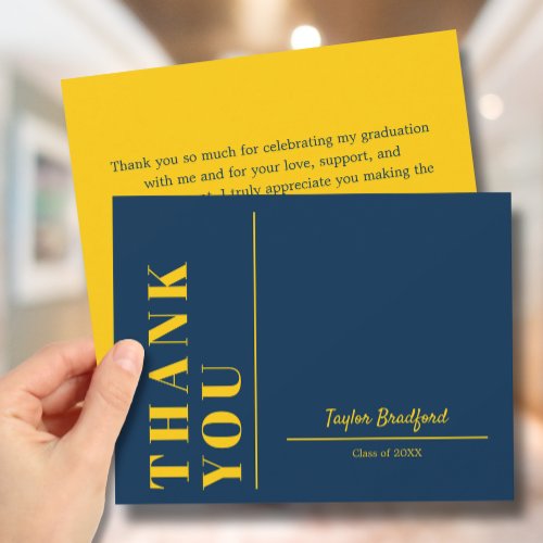 Yellow and Blue Graduation Thank You Card