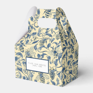 Yellow and Blue Honey Bees Toile Party Favor Box