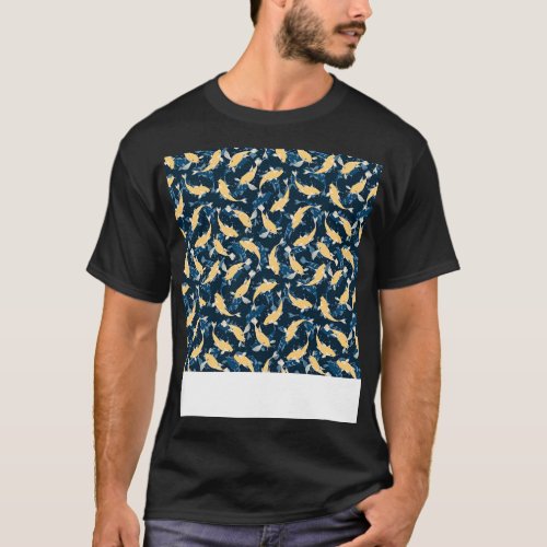 Yellow and Blue Koi Fish Pattern T_Shirt