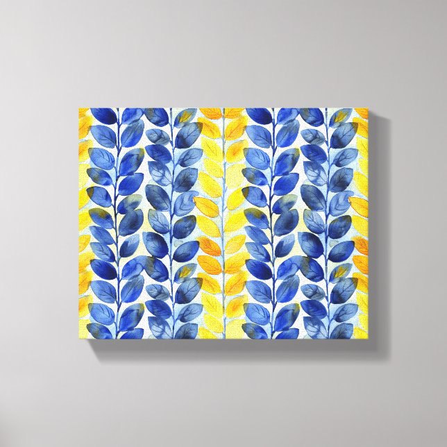 Yellow and Blue Leaves Canvas Print (Front)