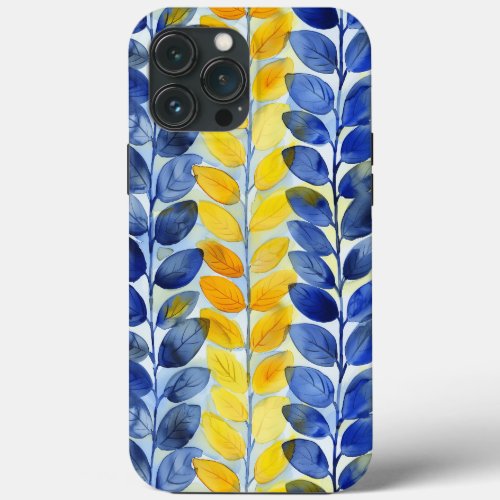 Yellow and Blue Leaves iPhone 13 Pro Max Case