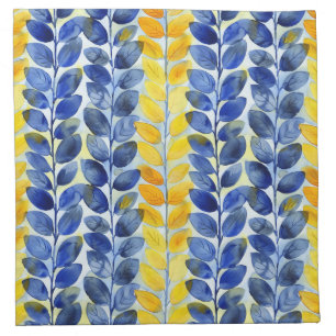 Yellow and Blue Leaves Cloth Napkin