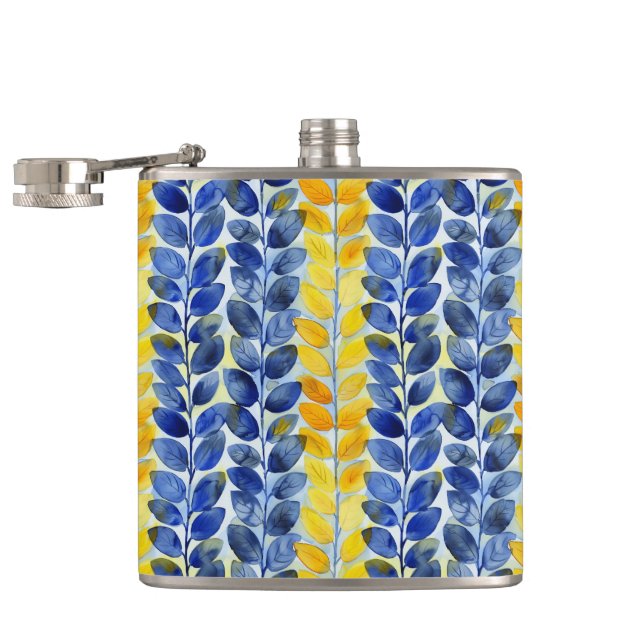 Yellow and Blue Leaves Flask (Opened)