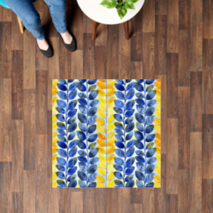 Yellow and Blue Leaves Floor Decals
