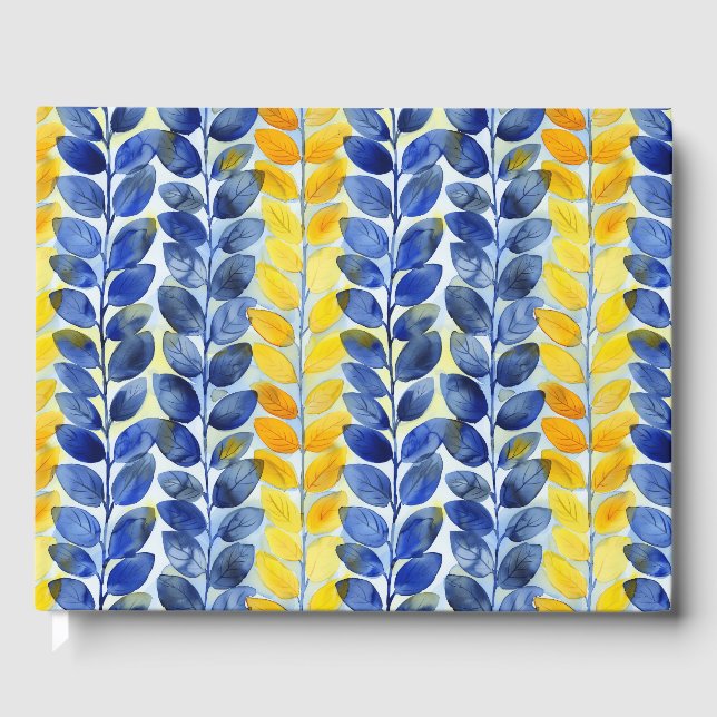 Yellow and Blue Leaves Guest Book (Front)