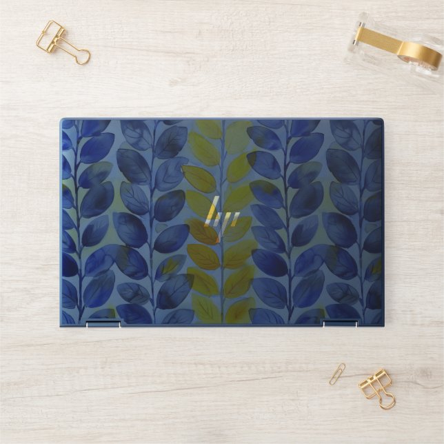 Yellow and Blue Leaves HP Laptop Skin (Desk)