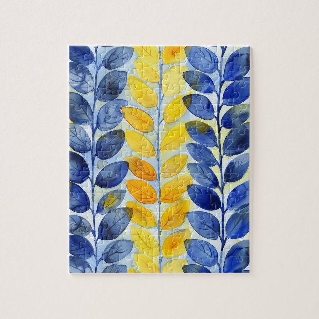 Yellow and Blue Leaves Jigsaw Puzzle (Vertical)