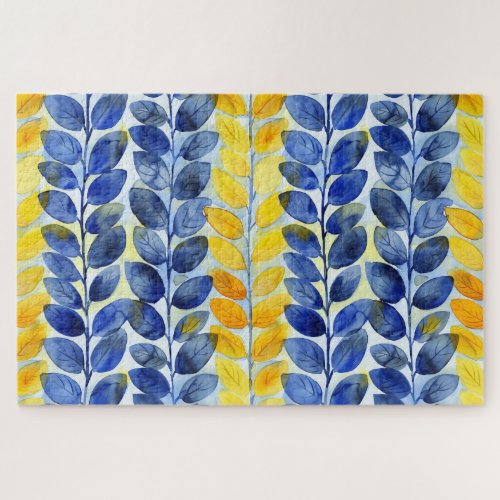 Yellow and Blue Leaves Jigsaw Puzzle
