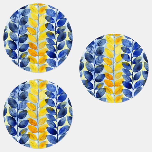 Yellow and Blue Leaves Labels (Group)