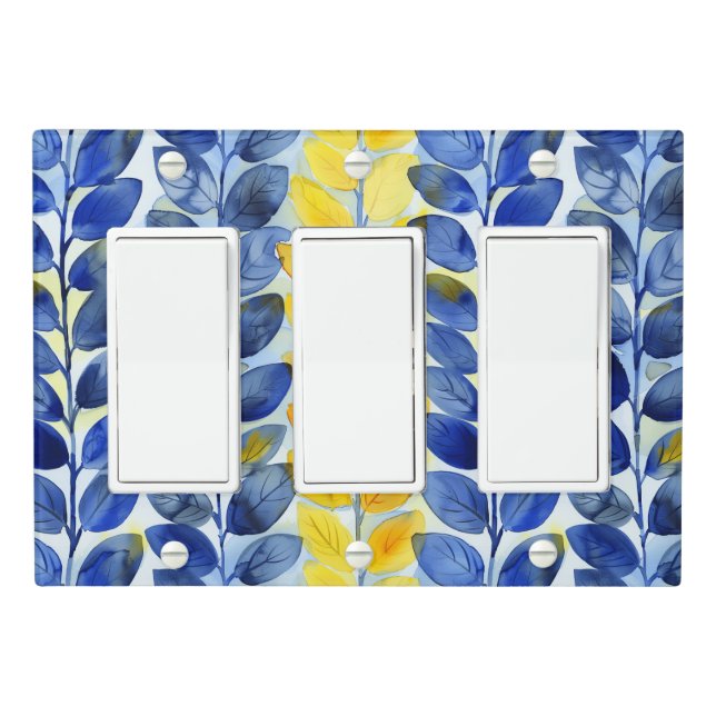 Yellow and Blue Leaves Light Switch Cover (In Situ)
