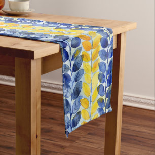 Yellow and Blue Leaves Long Table Runner