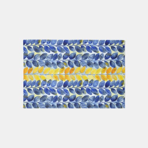 Yellow and Blue Leaves Outdoor Rug