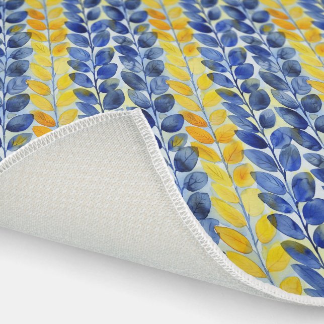 Yellow and Blue Leaves Outdoor Rug (Outdoor)