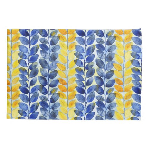 Yellow and Blue Leaves Pillow Case