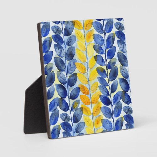 Yellow and Blue Leaves Plaque