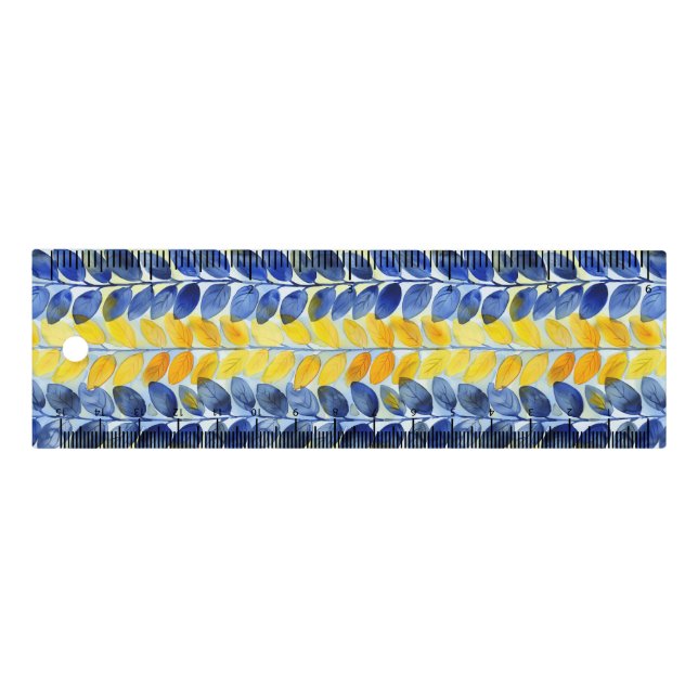 Yellow and Blue Leaves Ruler (Front)