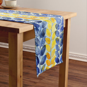 Yellow and Blue Leaves Short Table Runner
