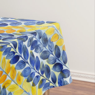 Yellow and Blue Leaves Tablecloth