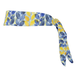 Yellow and Blue Leaves Tie Headband