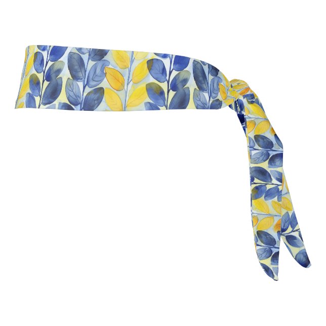 Yellow and Blue Leaves Tie Headband (Rotate 90)