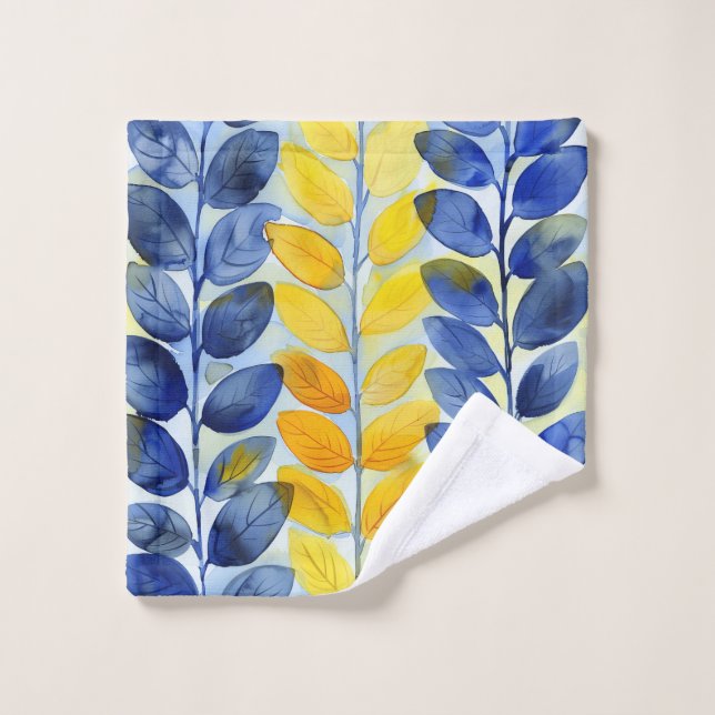 Yellow and Blue Leaves Wash Cloth (Wash Cloth)