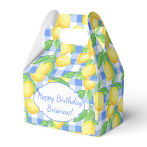 Yellow and Blue Lemon Gingham Custom Favor Boxes