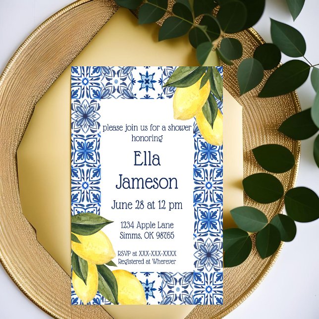 Yellow and Blue Lemon Themed Shower Invitation (Creator Uploaded)
