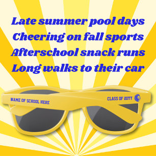 Yellow and Blue Lion Mascot Graduate Sunglasses