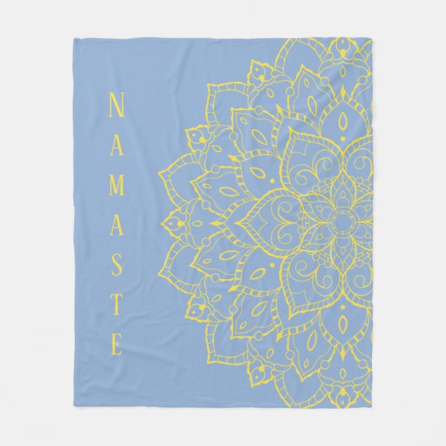 Yellow and Blue Mandala Fleece Blanket (Front)
