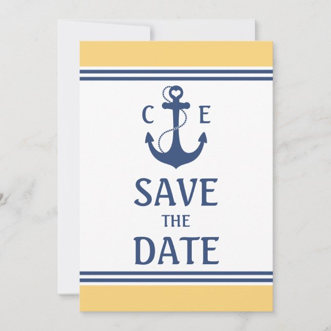 Yellow and Blue Nautical Save the Date (Front)