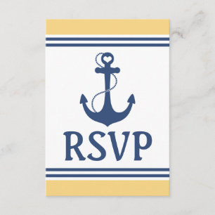 Yellow and Blue Nautical Wedding RSVP