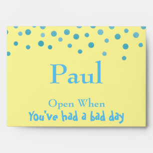 Yellow and Blue Open when You've had a bad day Envelope