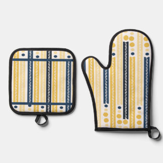Yellow and Blue Oven Mitt & Pot Holder Set