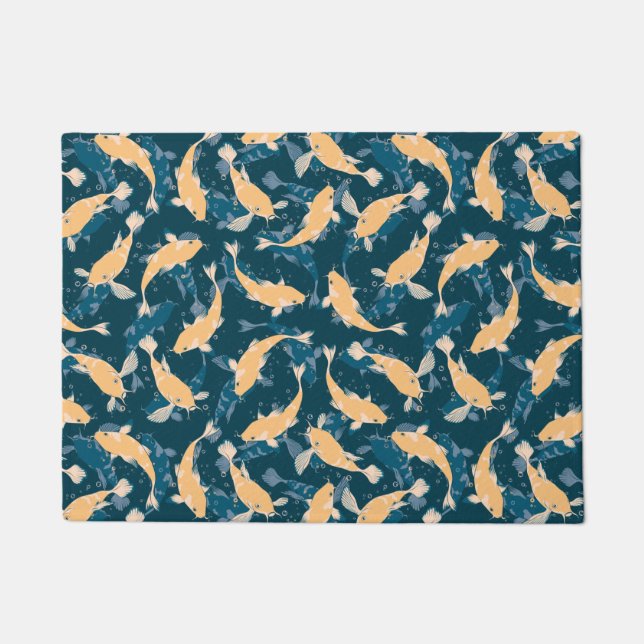 Yellow and Blue Pattern - Koi Fish Doormat (Front)