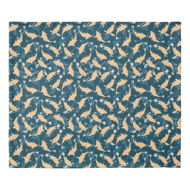 Yellow and Blue Pattern - Koi Fish Duvet Cover (Front)