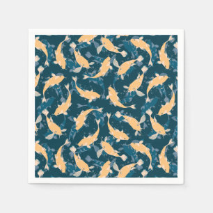 Yellow and Blue Pattern - Koi Fish Napkins