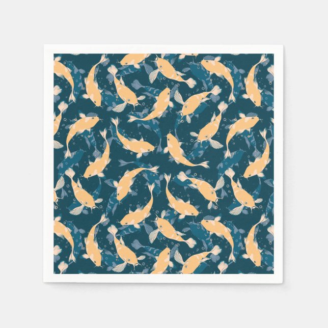 Yellow and Blue Pattern - Koi Fish Napkins (Front)
