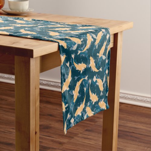 Yellow and Blue Pattern _ Koi Fish Short Table Runner