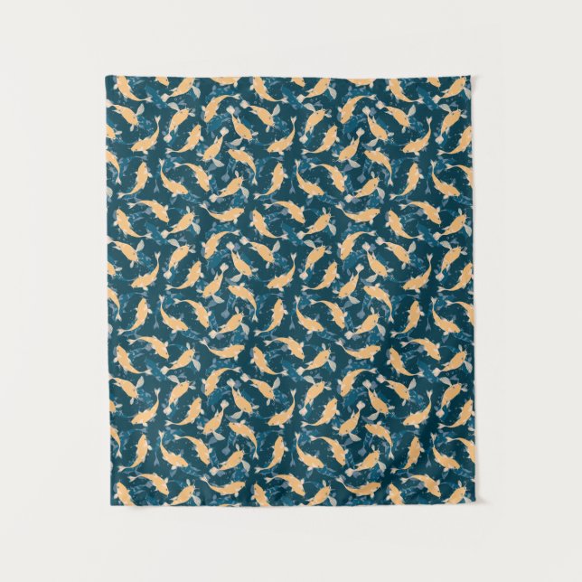 Yellow and Blue Pattern - Koi Fish Tapestry (Front)