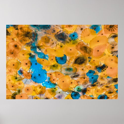 Yellow and blue petaled flower poster