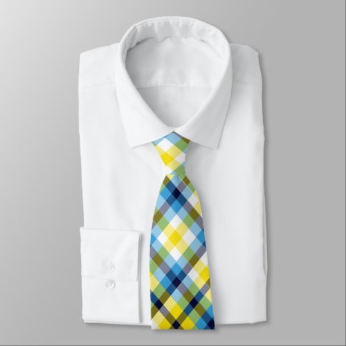 Yellow and Blue Plaid Tie