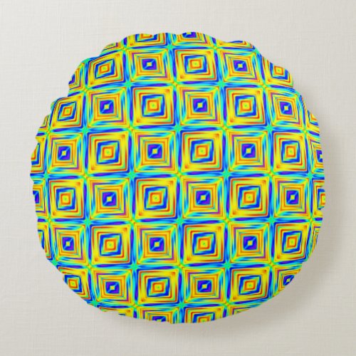 Yellow and Blue Round Pillow
