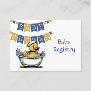 Yellow and Blue Rubber Duck Boy Baby Shower Enclosure Card