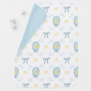 Yellow and Blue Rubber Ducky Ribbon Bows Baby Blanket