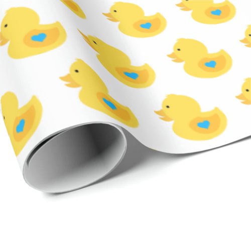 Yellow and Blue Rubber Ducky Wrapping Paper