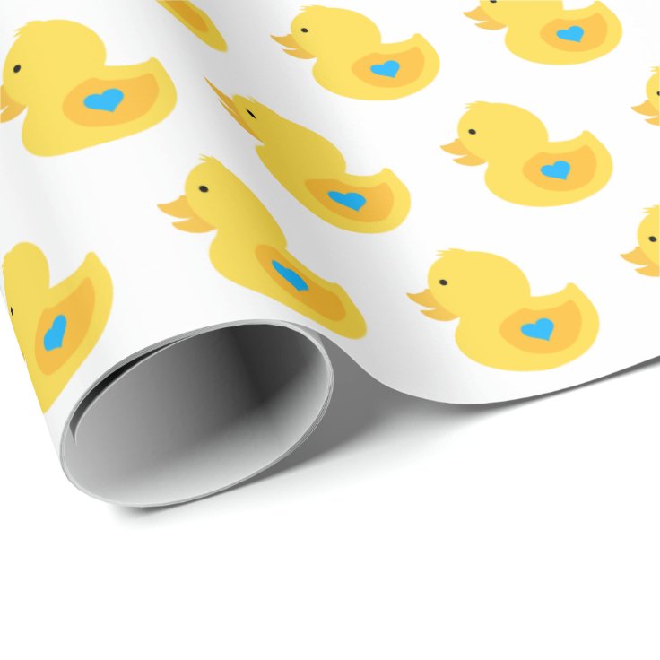 Yellow and Blue Rubber Ducky Wrapping Paper Zazzle