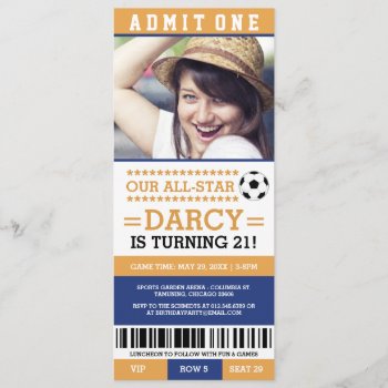 Yellow And Blue Soccer Ticket Birthday Invites by RenImasa at Zazzle
