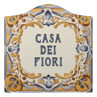 Yellow and Blue Spanish Design House Name Sign