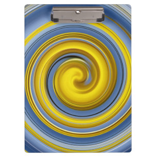 Yellow and blue spiral clipboard