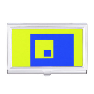 Yellow and blue squares business card case